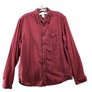 H&M Flannel Shirt Mens Medium‎ M Red Houndstooth Plaid Long Sleeve Lightweight